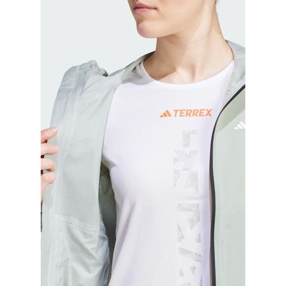 ADIDAS TERREX XPERIOR 2.5L LIGHT RAIN.RDY RAIN JACKET SILVER GREEN Size XL - Picture 4 of 10